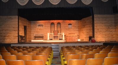 Canebrake players use the stage of the old school for their performances.