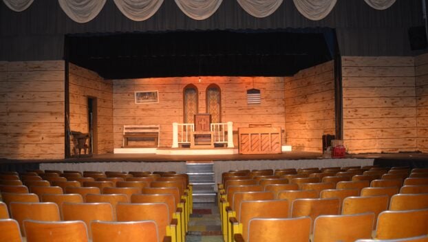 Canebrake players use the stage of the old school for their performances.