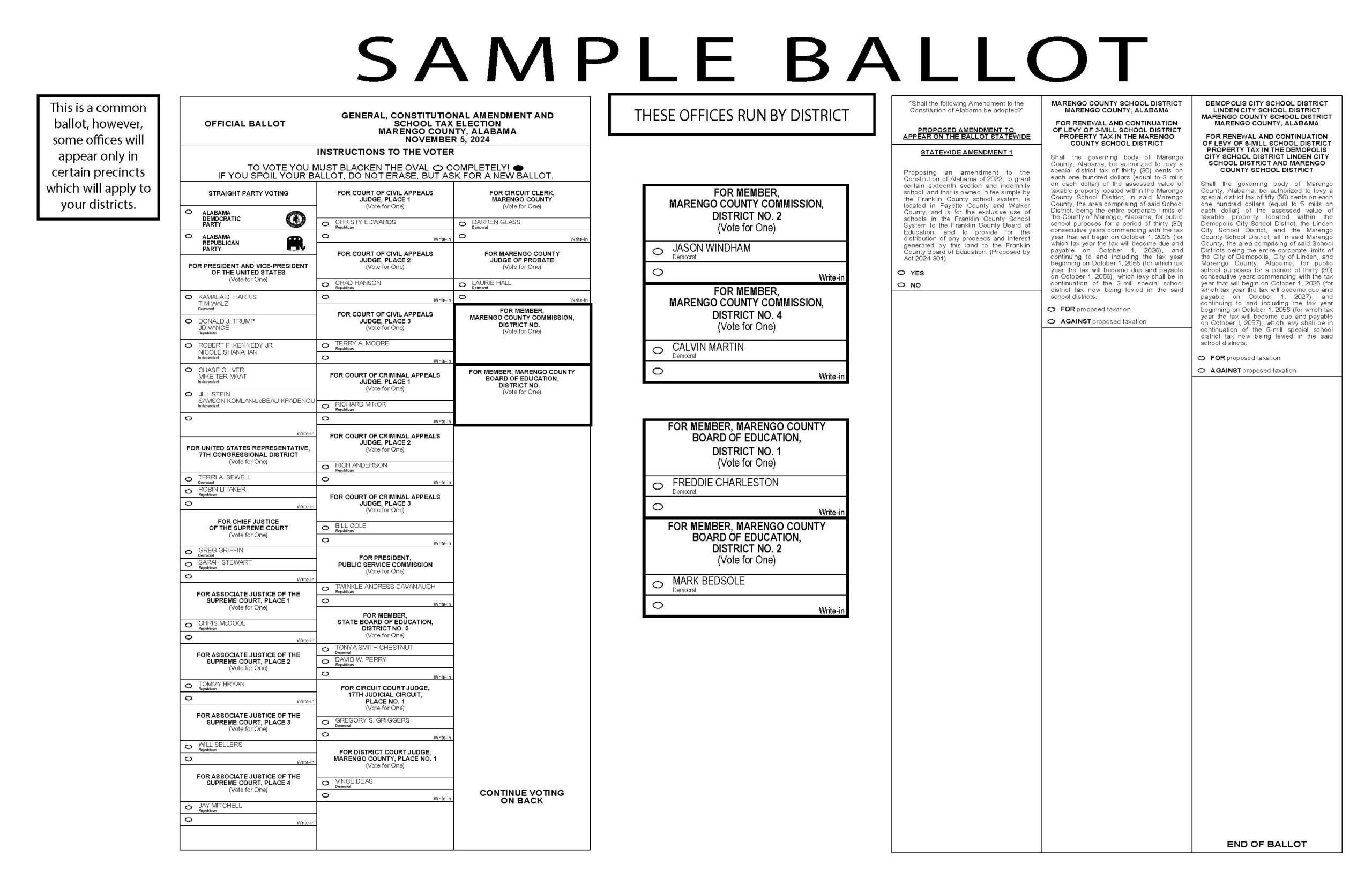 Sample ballots available for election The Demopolis Times The